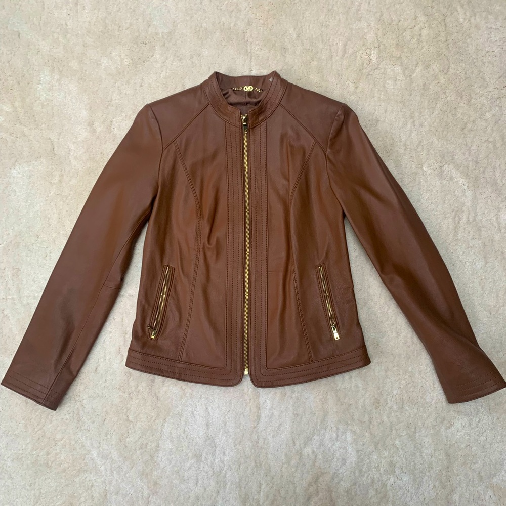 Cole Haan Genuine Leather Jacket Brown NWOT
